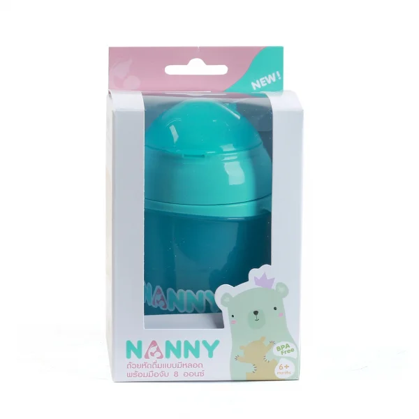 Cốc tập uống có tay cầm và ống hút Nanny N104/C (Hồng)