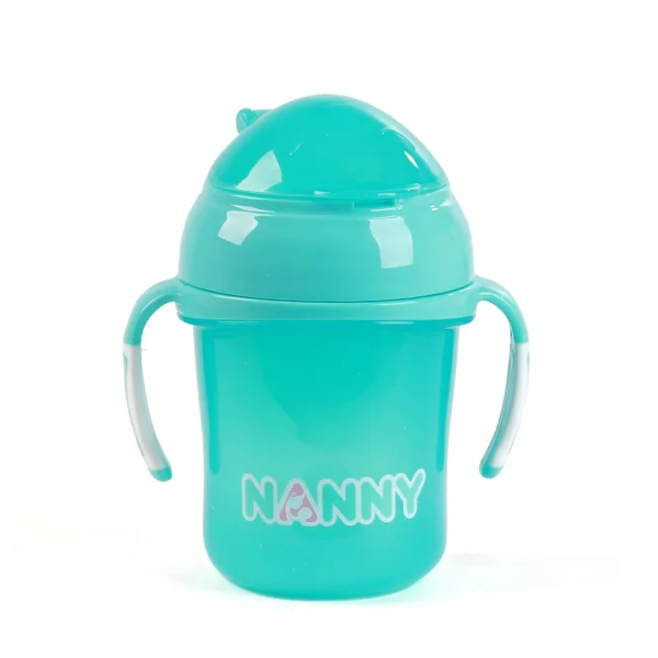 Cốc tập uống có tay cầm và ống hút Nanny N104/C (Hồng)