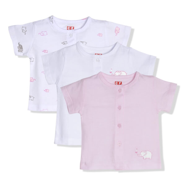 Set 3 áo sơ sinh cài giữa tay ngắn CF Hồng