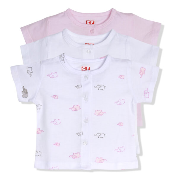 Set 3 áo sơ sinh cài giữa tay ngắn CF Hồng