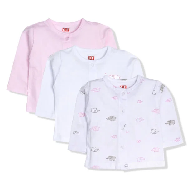 Set 3 áo sơ sinh cài giữa tay dài CF Hồng