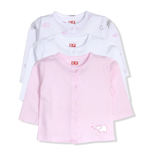Set 3 áo sơ sinh cài giữa tay dài CF Hồng
