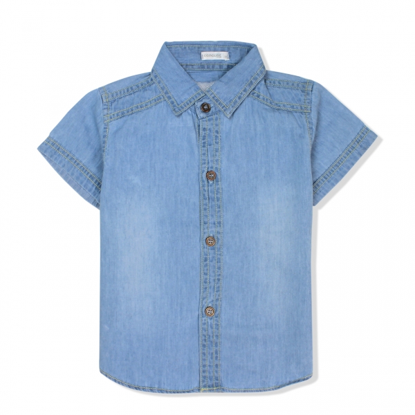 Áo sơ mi jeans tay ngắn Concung B077010 Xanh jean