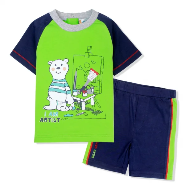 Bộ thun bé trai ngắn Lebe B126012 Xanh lá cây