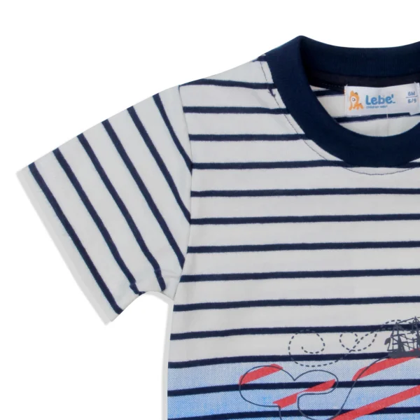 Bộ thun bé trai ngắn Lebe B126016 Trắng
