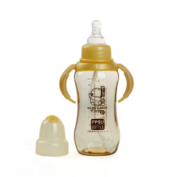 Bình sữa Kuku nhựa PPSU cổ thường có tay cầm 280ml (KU5844)