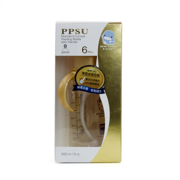 Bình sữa Kuku nhựa PPSU cổ thường có tay cầm 280ml (KU5844)