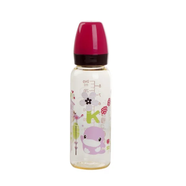 Bình sữa Kuku nhựa PES cổ thường 240ml (KU5851A, Hồng)