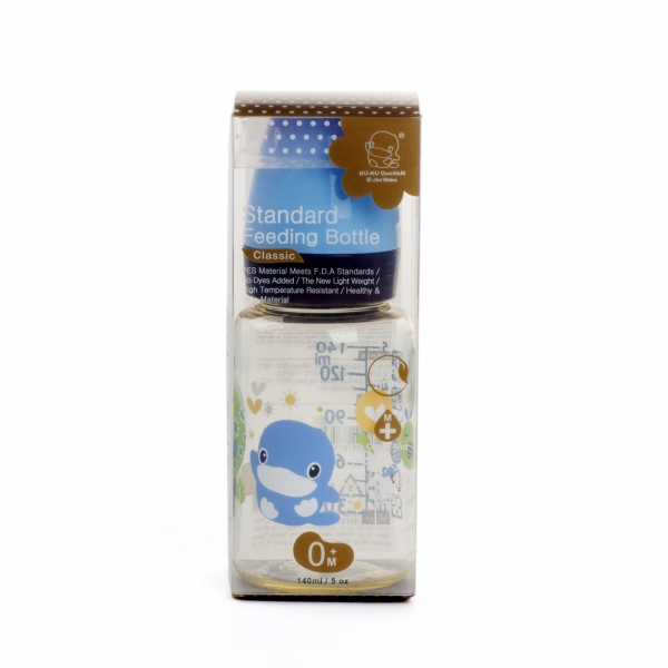 Bình sữa Kuku nhựa PES cổ thường 140ml (KU5850A, Xanh)