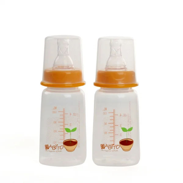 Bộ 2 bình sữa Babito nhựa PP cổ thường 120ml (LS31P2329, Cam)