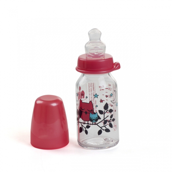 Bình sữa thủy tinh Nip núm ty silicone, cổ thường 125ml (NIP35070, Đỏ)