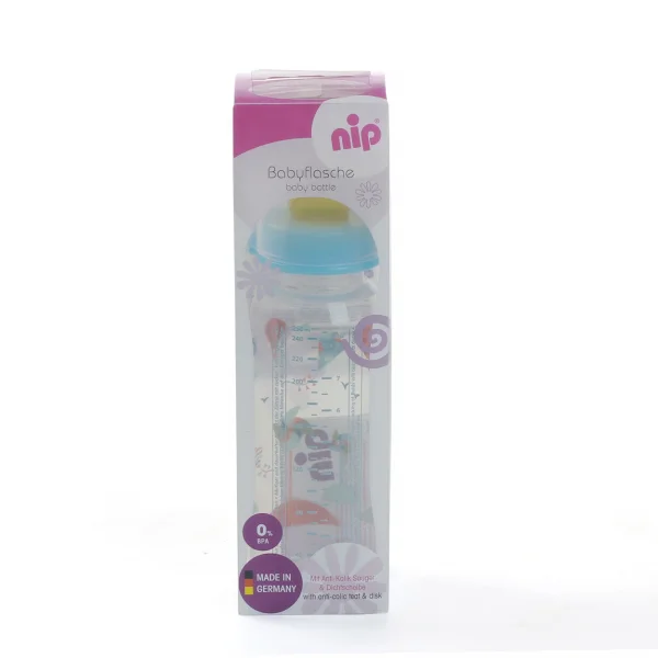 Bình sữa Nip núm ty cao su, nhựa PP cổ thường 250ml (NIP35007,Xanh)