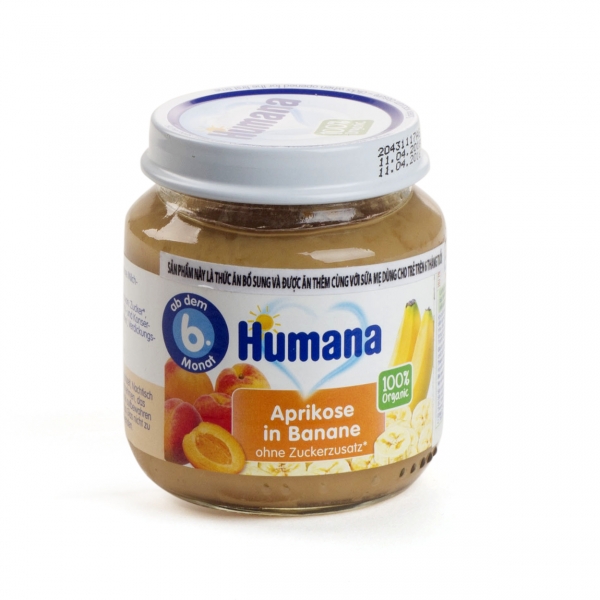 Dinh dưỡng đóng lọ Humana Aprikose in Banane (Chuối-Mơ), 125g