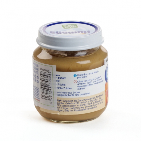 Dinh dưỡng đóng lọ Humana Aprikose in Banane (Chuối-Mơ), 125g