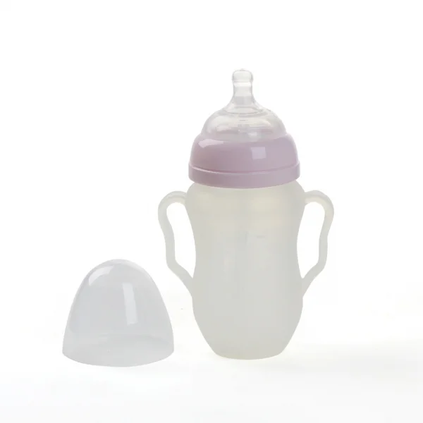 Bình sữa silicone Puttiatti có tay cầm 260ml (Hồng)