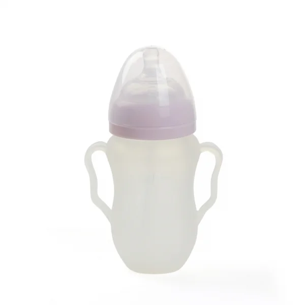 Bình sữa silicone Puttiatti có tay cầm 260ml (Hồng)