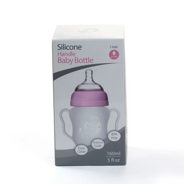 Bình sữa silicone Puttiatti có tay cầm 160ml (Hồng)