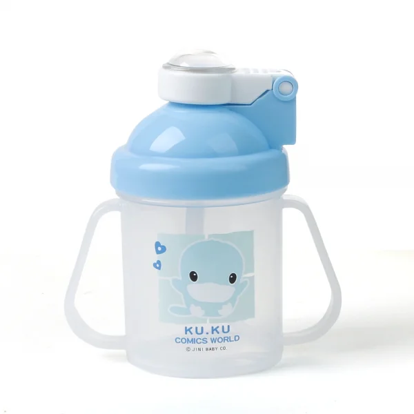 Bình uống nước Kuku có tay cầm 250ml KU5321, Xanh