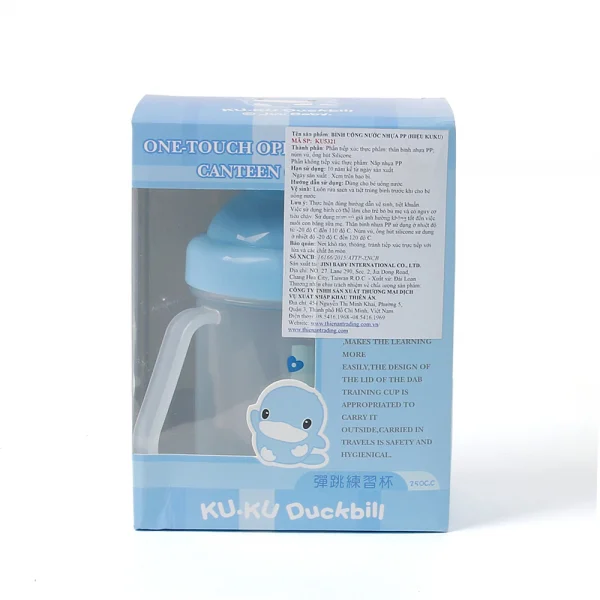 Bình uống nước Kuku có tay cầm 250ml KU5321, Xanh