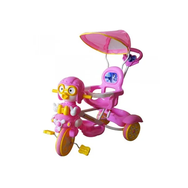 Xe 3B Nhựa Chợ Lớn L10 Chim cánh cụt, bảo hiểm, có nhạc, M1561B (Hồng)