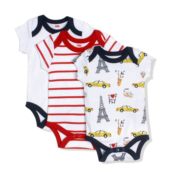 Set 3 body bé trai ngắn CF I107008 Trắng