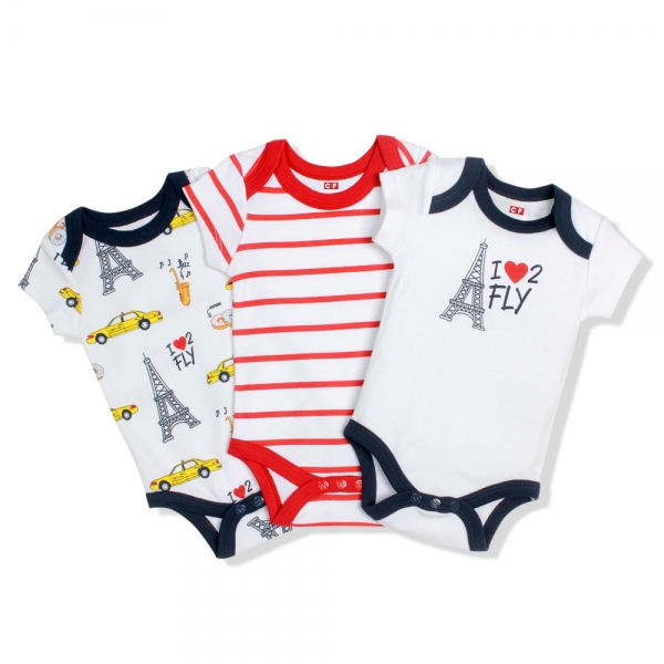 Set 3 body bé trai ngắn CF I107008 Trắng