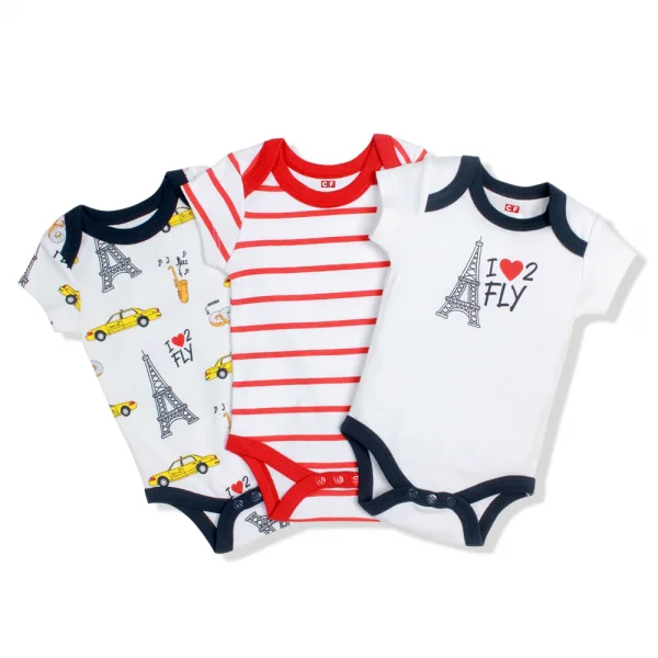 Set 3 body bé trai ngắn CF I107008 Trắng