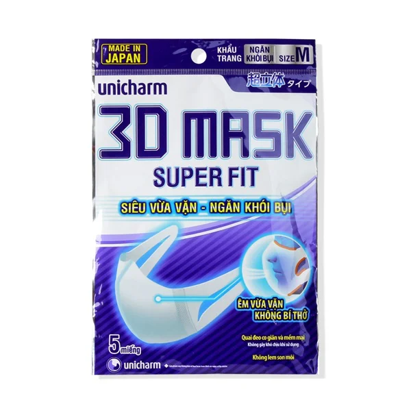 Khẩu trang Unicharm 3D Mask Superfit - Ngăn khói bụi