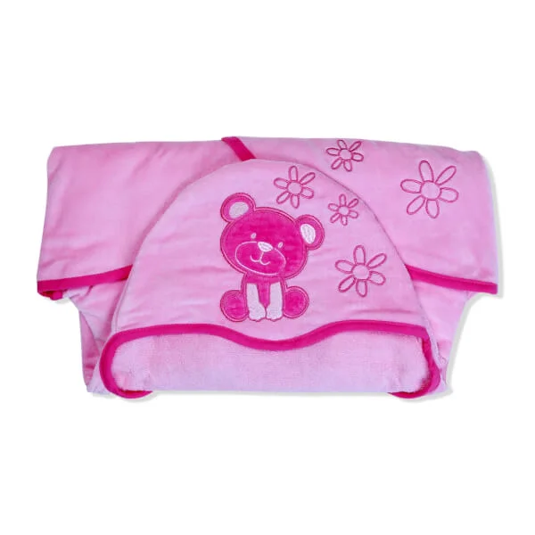 Khăn choàng tắm cao cấp cho bé Mollis N28 (mặt gấu hồng)