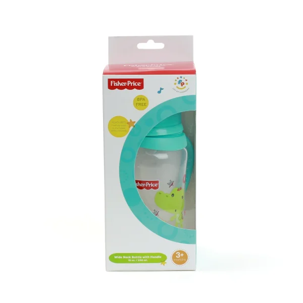 Bình sữa Fisher Price cổ rộng, có tay cầm 330ml (FP08, Xanh dương)