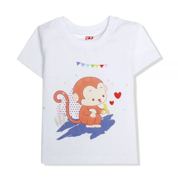 Áo thun tay ngắn con Khỉ CF 107002 ( 1-2Y, Trắng )
