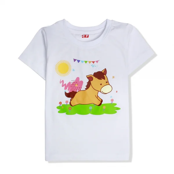 Áo thun tay ngắn con Ngựa CF 107004, 3-4Y, Trắng
