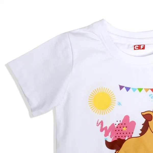 Áo thun tay ngắn con Ngựa CF 107004, 3-4Y, Trắng