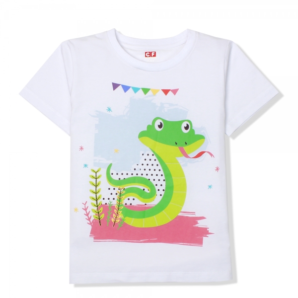 Áo thun tay ngắn con Rắn CF 107005, 4-5Y, Trắng