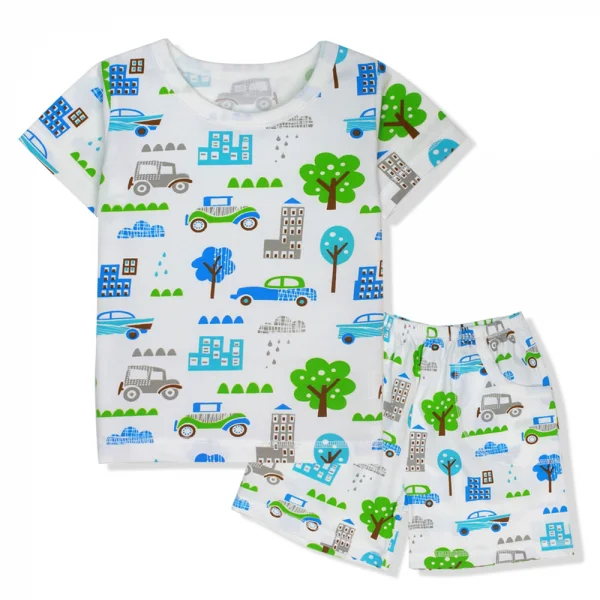 Bộ thun bé trai ngắn Concung B067023 Trắng