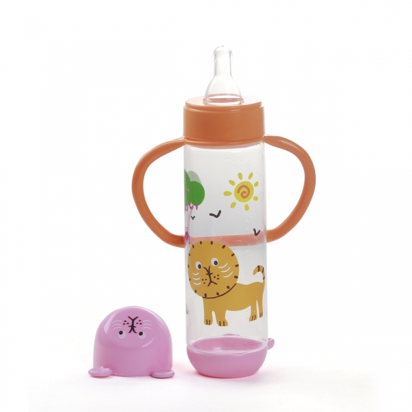 Bình sữa Ami tay cầm, núm silicone  250ml, 55403 hồng