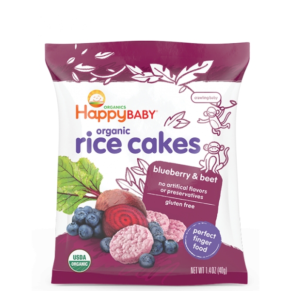 Bánh gạo vị việt quất và củ dền Happy Baby Organic Rice Cakes