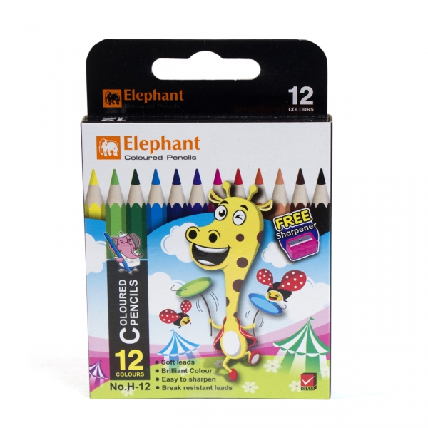 Bút chì ngắn 12 màu Elephant H12 (ĐĐ)