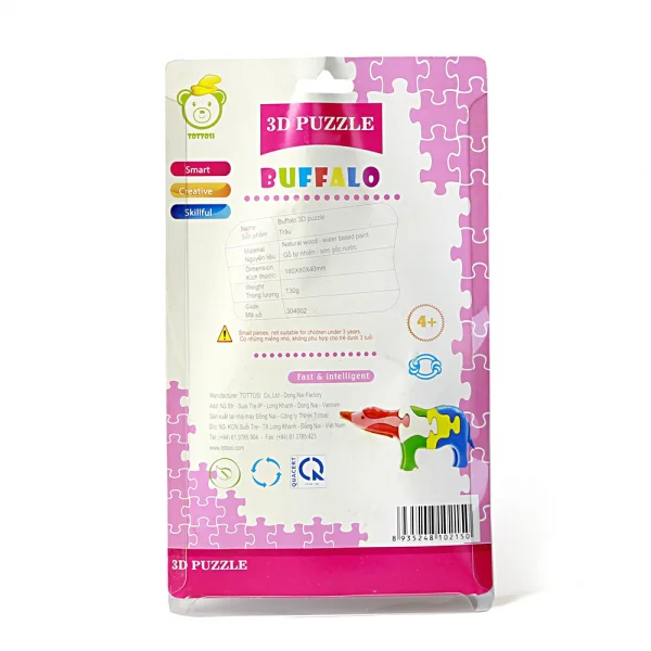 Đồ chơi puzzle 3D gỗ Tottosi hình trâu