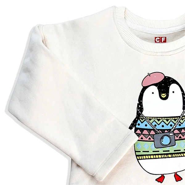 Áo thun bé gái tay dài CF G117029 Trắng