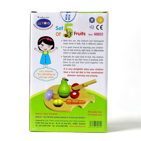 Bộ cắt 5 loại trái cây bằng gỗ Winwintoys