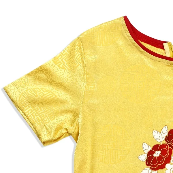 Set áo dài bé trai CF B127027 Vàng