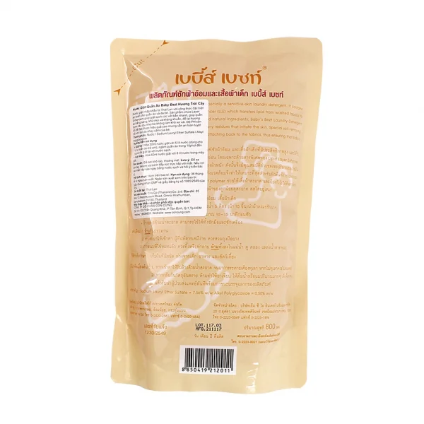 Nước giặt quần áo Baby Bezt hương trái cây, túi 800ml