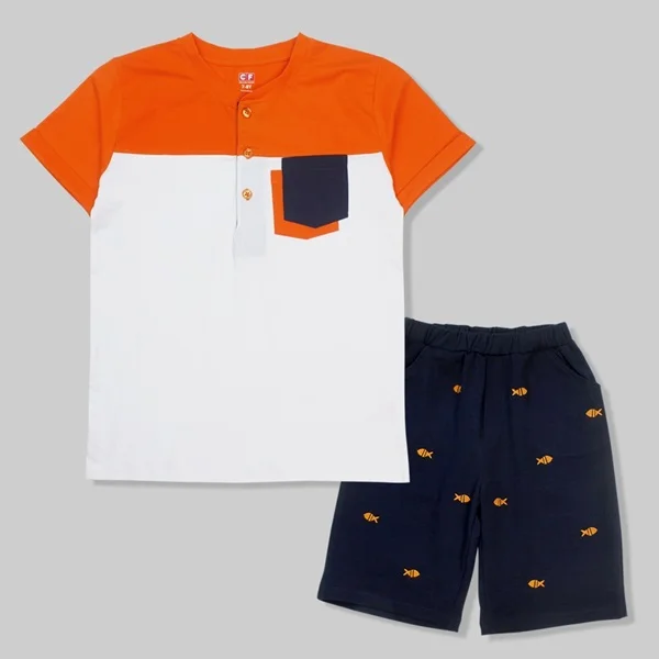 Bộ thun bé trai ngắn CF B127064 Trắng