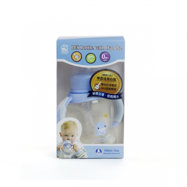 Combo 2 Bình sữa Kuku nhựa PES cổ thường có tay cầm 150ml (KU5835, Xanh)