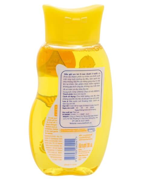 Dầu gội em bé D-nee Baby - Dưới 3 tuổi Vàng 200ml