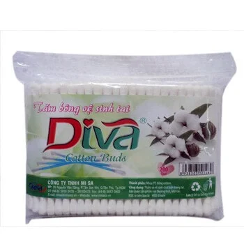 Tăm bông Diva Gói 200 que nhựa -NL