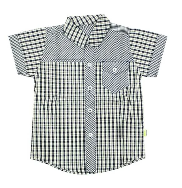 Áo sơmi bé trai caro đen