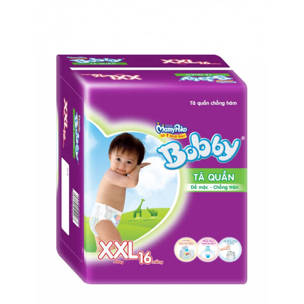 Tã quần Bobby Fresh XXL, trên 16kg, 16 miếng