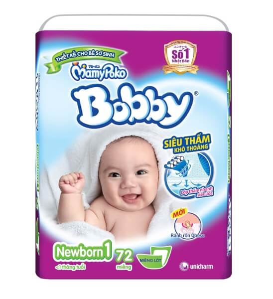 Miếng lót Bobby Fresh Newborn 1 Jumbo, dưới 5kg, 72 miếng